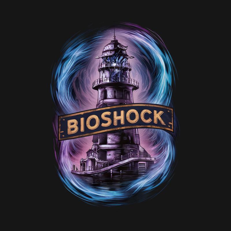 Bioshock Inspired T-Shirt, Video Game Lighthouse Graphic Tee, Unisex Gaming Shirt, Unique Gamer Gift Male T-Shirt