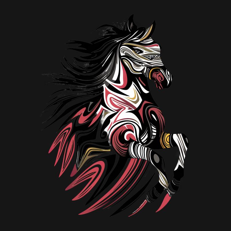 Abstract Horse Print T-Shirt, Artistic Stallion Graphic Tee, Unisex Fashion Top, Stylish Animal Design Shirt Male T-Shirt