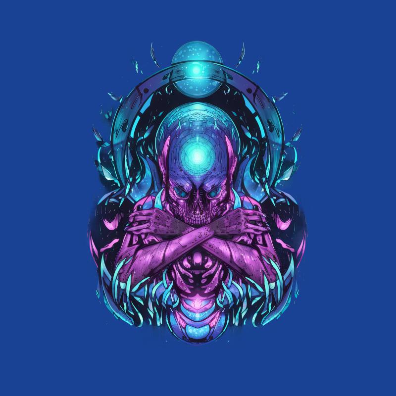 Alien Skull T-Shirt, Cyberpunk Aesthetic Tee, Unique Sci-Fi Illustration, Unisex Graphic Shirt, Modern Streetwear, Vibrant Colors Female T-Shirt