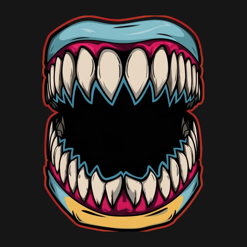 Quirky Monster Mouth T-Shirt, Unisex Graphic Tee, Bold Unique Streetwear, Vibrant Colorful Design, Casual Wear, Gift for Teens Male T-Shirt