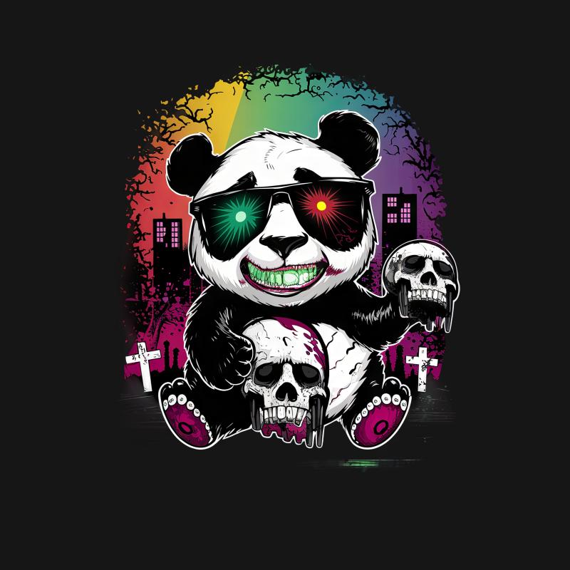 Panda T-Shirt, Cool Streetwear Panda with Sunglasses and Skulls Tee, Urban Hipster Fashion, Unisex Graphic Shirt Female T-Shirt