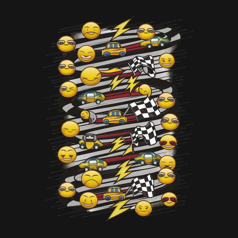 Racing Emojis Graphic Tee, Unisex Yellow Cab Lightning Bolt Print, Casual Streetwear, Cool Urban Fashion, Hipster Style T-Shirt Female T-Shirt