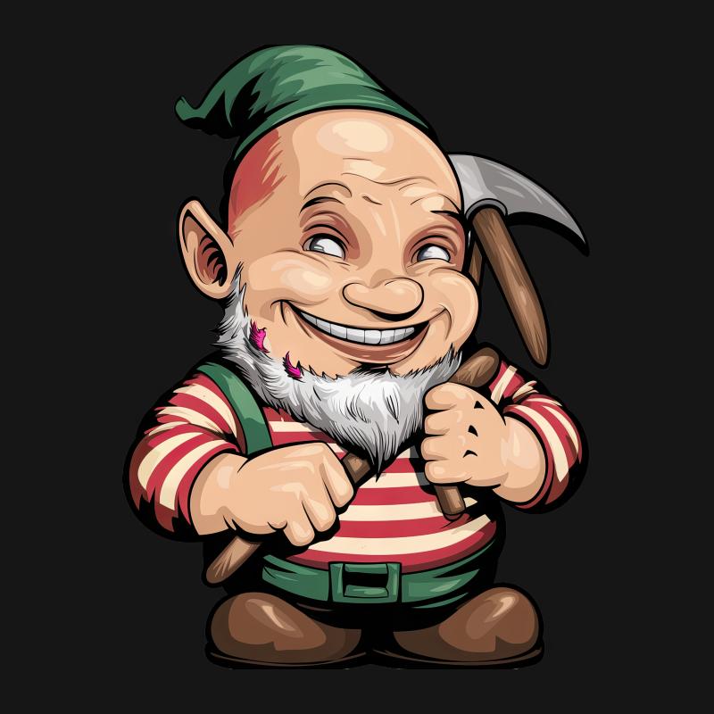 Whimsical Garden Gnome Cartoon Character T-Shirt, Fun and Quirky Apparel for All Ages Male T-Shirt