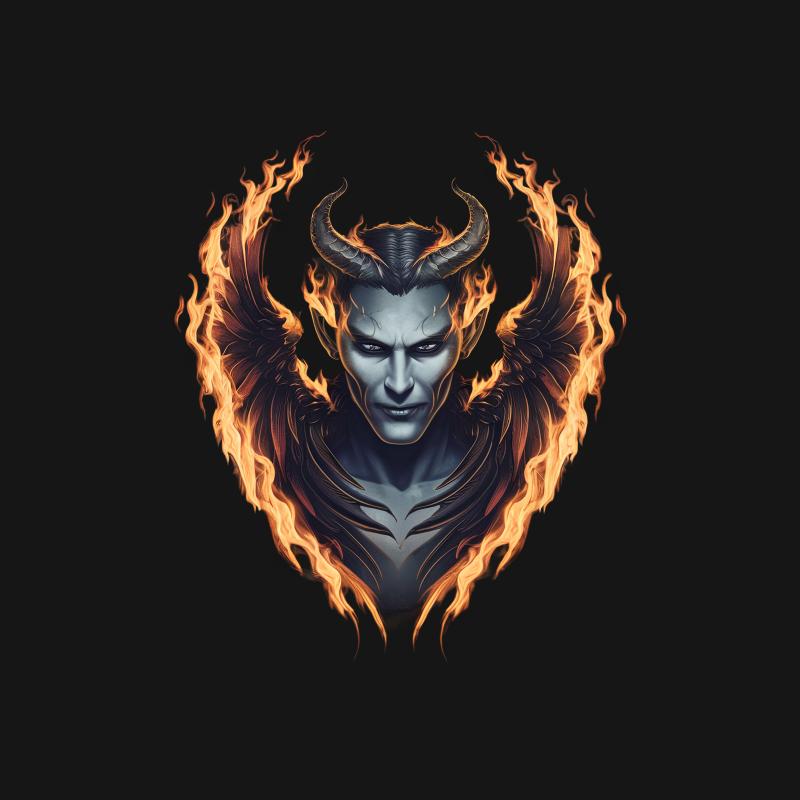 Fiery Winged Demon Graphic T-Shirt, Fantasy Art Tee, Cool Mythical Creature Shirt, Unisex Gothic Apparel, Unique Fire Design Top Male T-Shirt