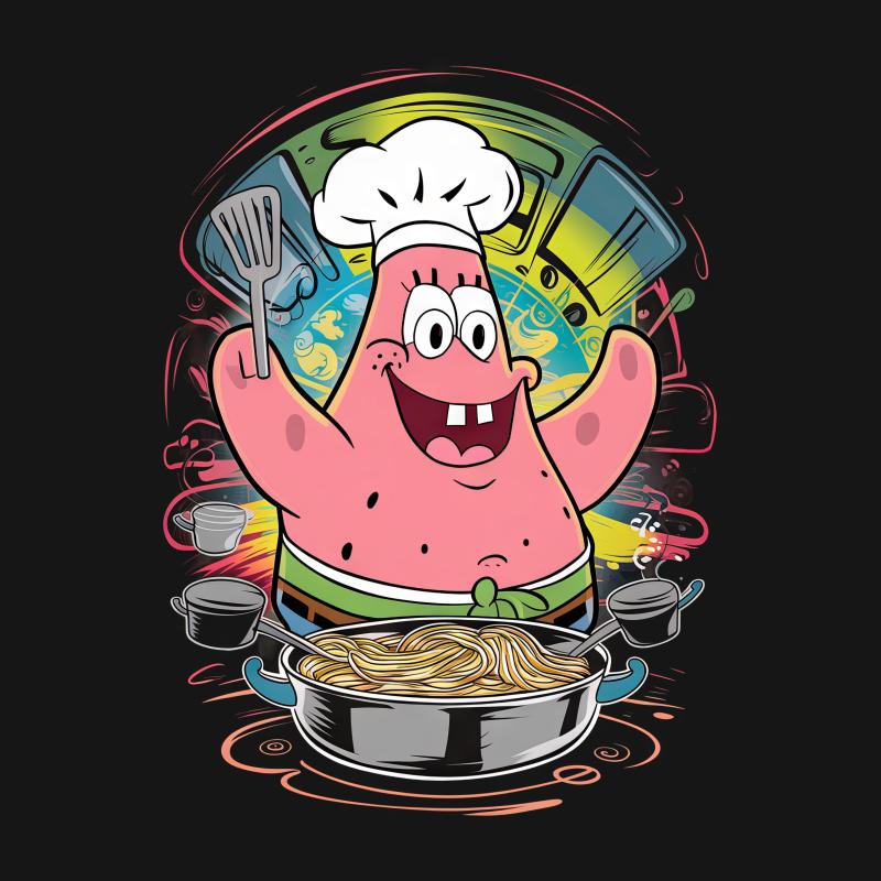 Chef Cartoon Character T-Shirt, Funny Cook Graphic Tee, Culinary Humor Shirt, Unisex Kitchen Apparel, Food Lover Gift Idea Male T-Shirt