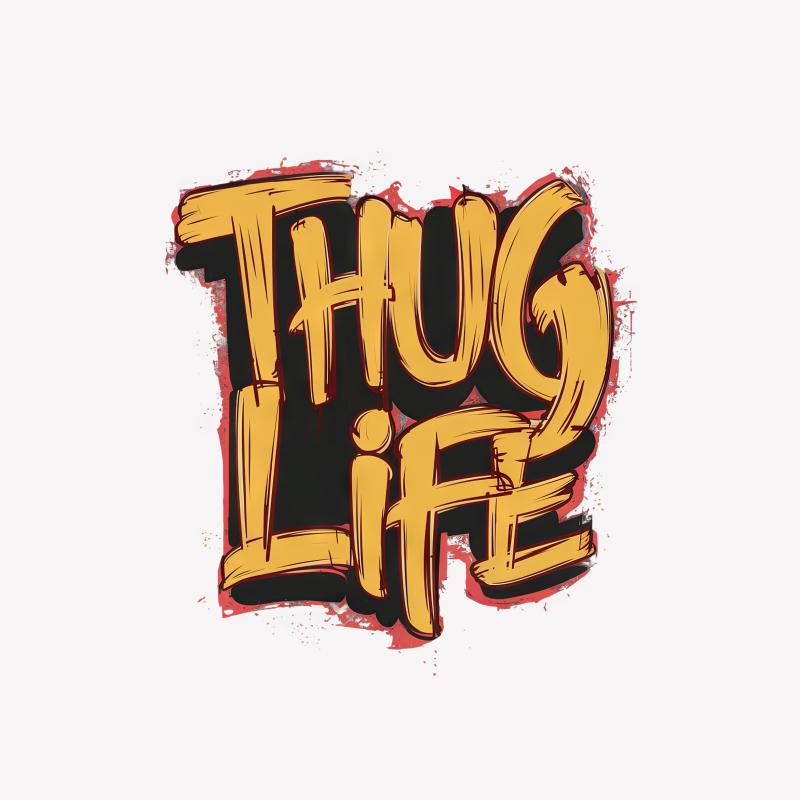 Urban Style Thug Life T-Shirt, Bold Statement Graphic Tee, Streetwear Fashion Top, Unisex Hip-Hop Shirt Male T-Shirt