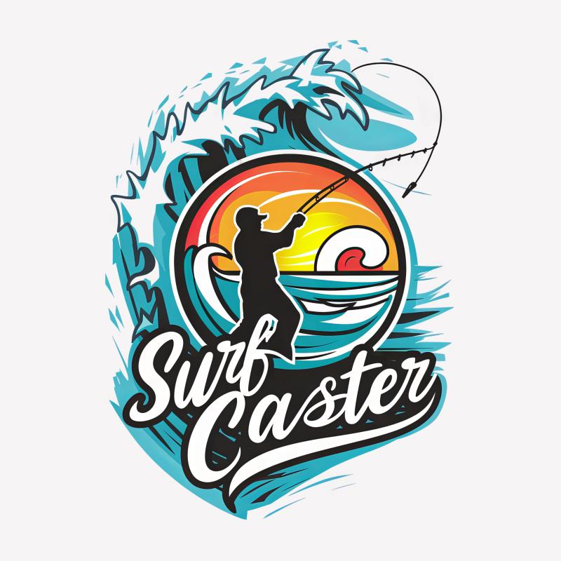 Colorful Surf Caster Fishing T-Shirt for Beach Lovers Unique Graphic Tee Female T-Shirt