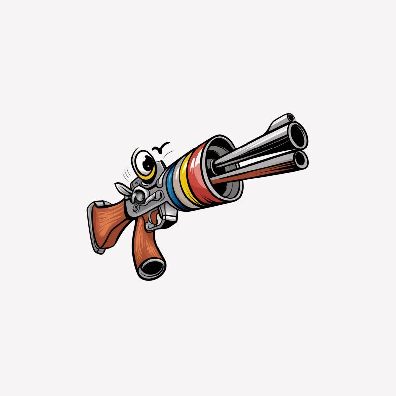 Colorful Paint Splash Gun Graphic Tee, Unique Artistic Design T-Shirt, Casual Streetwear Male T-Shirt