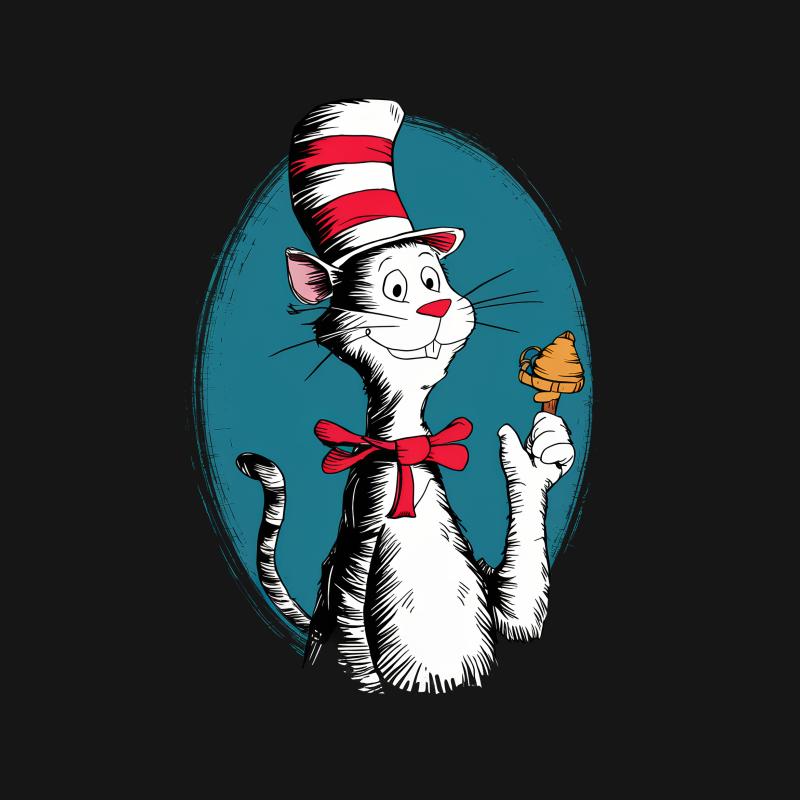 Cat in the Hat T-Shirt, Classic Storybook Character, Unisex Adult Tee, Casual Comfy Graphic Shirt, Book Lover Gift, Vintage Style Top Female T-Shirt