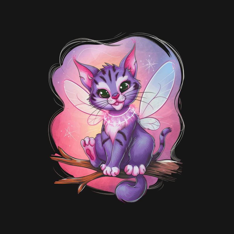 Whimsical Fairy Cat T-Shirt, Cute Feline with Wings Graphic Tee, Fantasy Pet Lover Gift, Magical Animal Art Shirt, Unisex Apparel Male T-Shirt