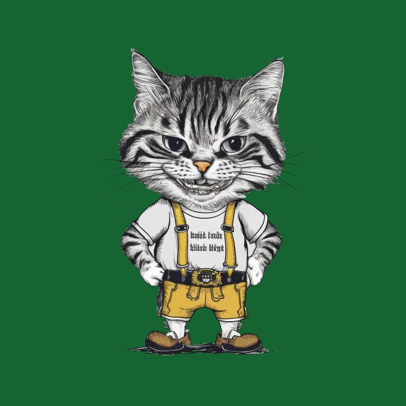 Unique Cat Graphic T-Shirt, Whimsical Cat in Overalls, Cute Feline Illustration Tee, Pet Lover Gift, Unisex Cat Shirt, Casual Apparel Male T-Shirt