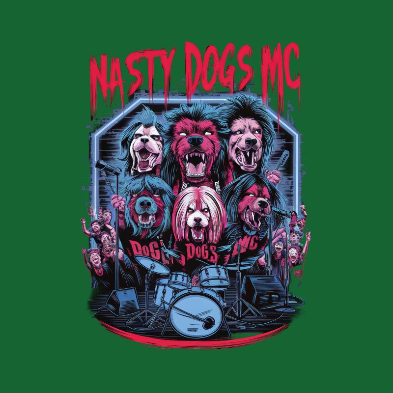 Nasty Dogs MC Rock Band Graphic Tee, Colorful Musician Dogs T-Shirt, Unisex Adult Band Shirt Female T-Shirt