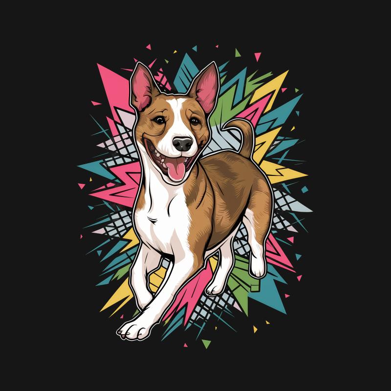 Colorful Dog Illustration T-Shirt, Happy Pet Graphic Tee, Unisex Animal Lover Shirt, Retro Style Pop Art Top Male T-Shirt