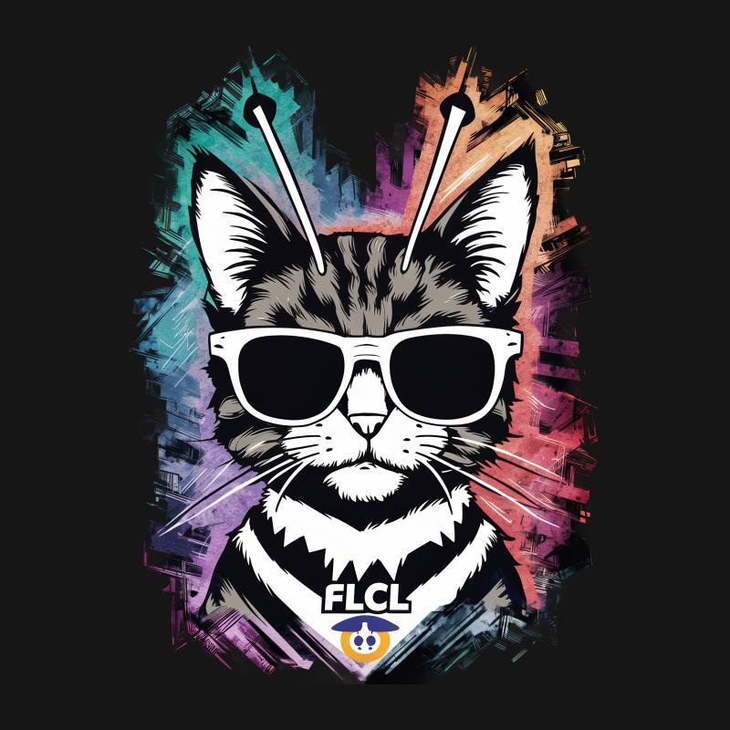 Hipster Cat T-Shirt with Glasses, Colorful Abstract Art Tee, Unisex Fashion Top, Cool Cat Lover Gift Idea Male T-Shirt