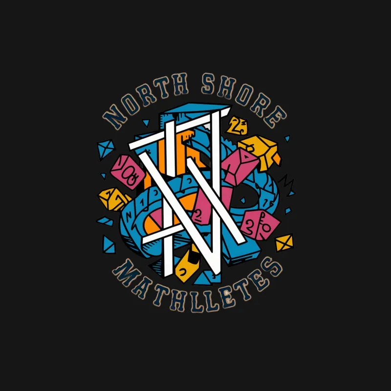 North Shore Mathletes Graphic T-Shirt, Colorful Geometric Design, Math Lover Tee Male T-Shirt