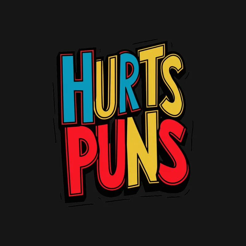 Funny Pun T-Shirt Hurts Puns Graphic Tee, Colorful Retro Style Word Art Unisex T-Shirt Male T-Shirt