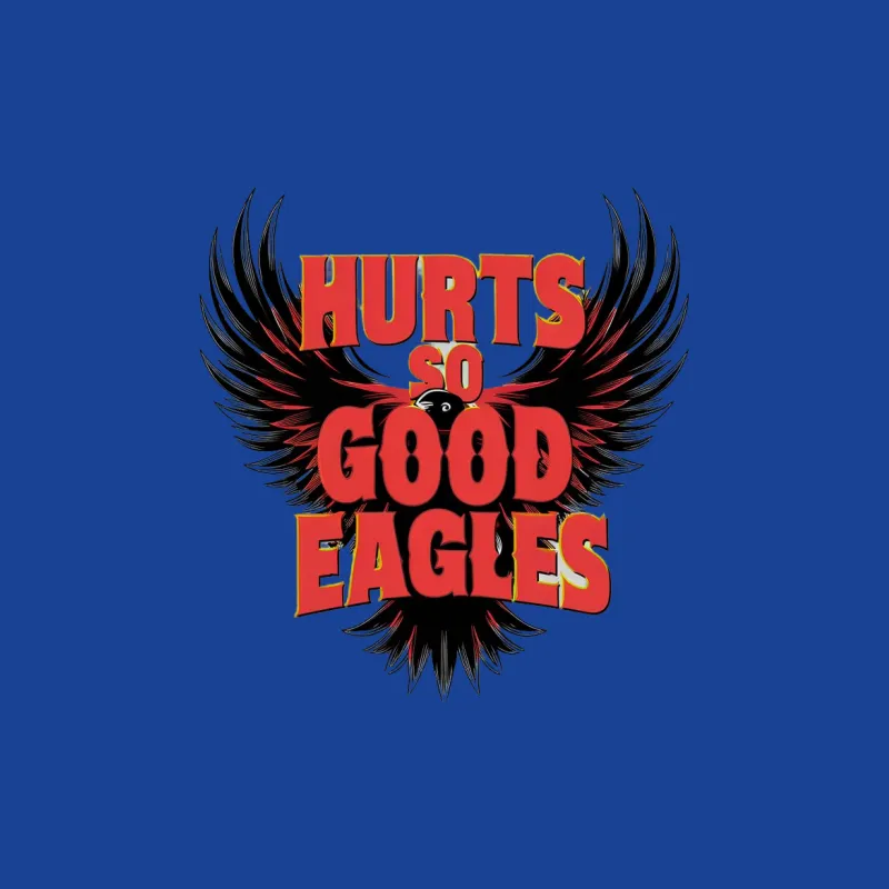 Hurts So Good Eagles Winged Graphic T-Shirt, Bold Red and Black Design, Unisex Tee Female T-Shirt