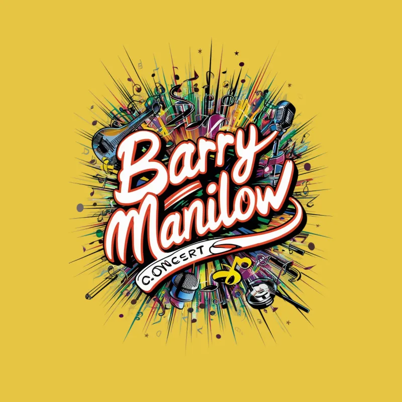 Barry Manilow Concert T-Shirt, Colorful Music Design, Vintage Style Graphic Tee, Unisex Fit Male T-Shirt