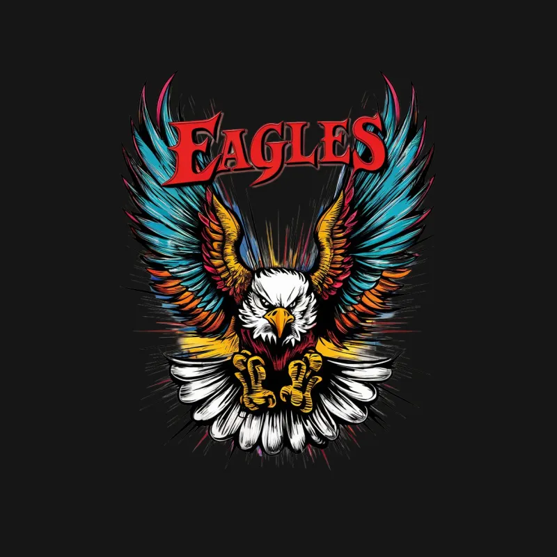 Eagles Graphic T-Shirt, Bold Colorful Eagle Wings Design, Unisex Casual Wear, Patriotic Bird Tee Male T-Shirt