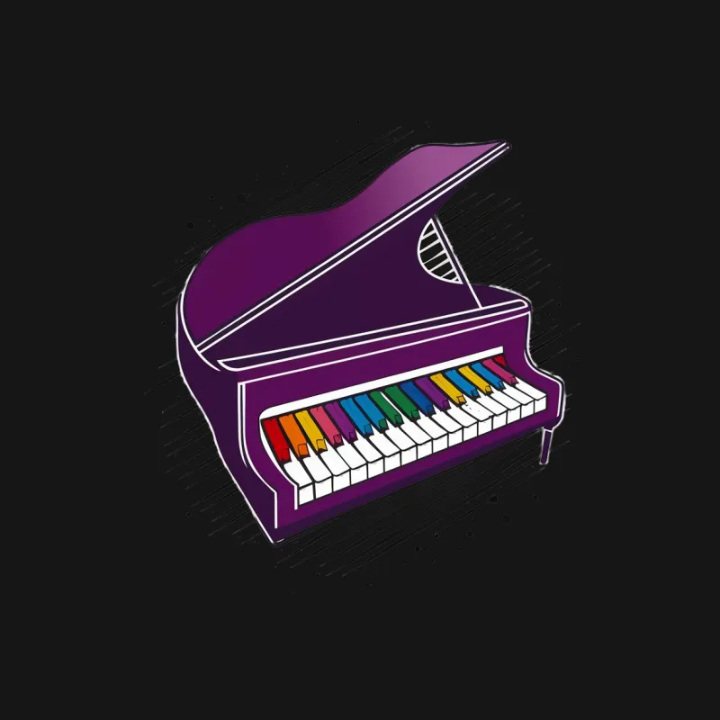 Colorful Piano T-Shirt, Classic Music Lover Tee, Graphic Piano Print, Unisex Musician Top Male T-Shirt