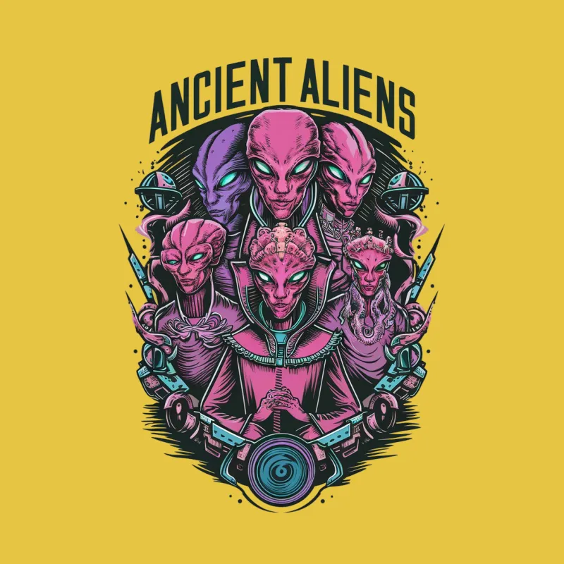 Ancient Aliens T-Shirt, Unique Alien Graphic Tee, Sci-Fi Inspired, Unisex Adult Clothing, Space Theme Shirt, Vibrant Colors Male T-Shirt