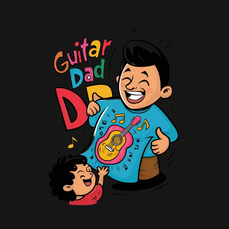 Guitar Dad T-Shirt, Fun Musical Father's Day Gift, Family Matching Outfits Female T-Shirt