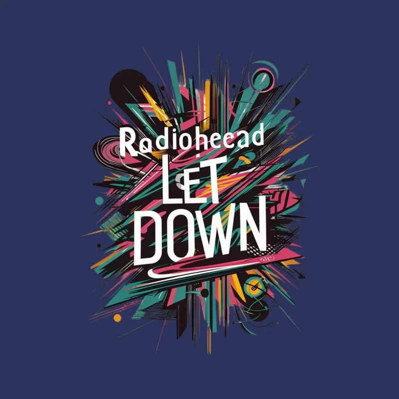 Radiohead Let Down Inspired Graphic T-Shirt, Colorful Abstract Artwork Tee, Urban Style Casual Wear Male T-Shirt