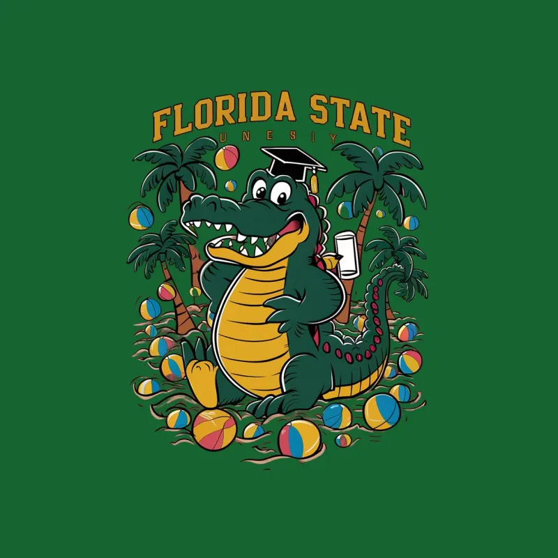 Florida State University Alligator Grad T-Shirt, Unisex Casual Summer Beach Tee Female T-Shirt