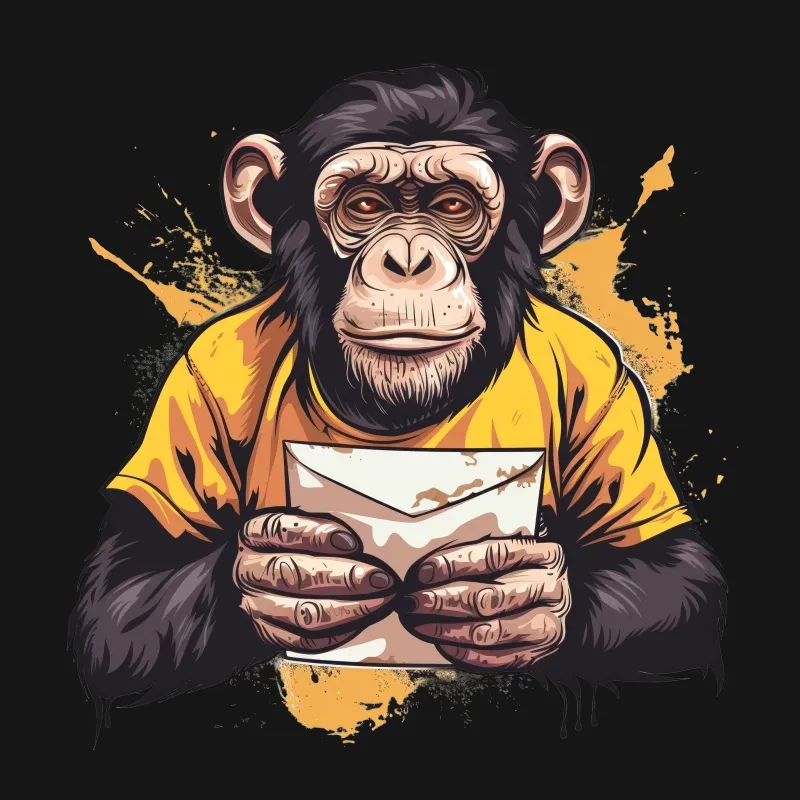 Unique Chimpanzee Graphic Tee, Stylish Ape with Coffee T-Shirt, Casual Urban Streetwear for Animal Lovers Male T-Shirt