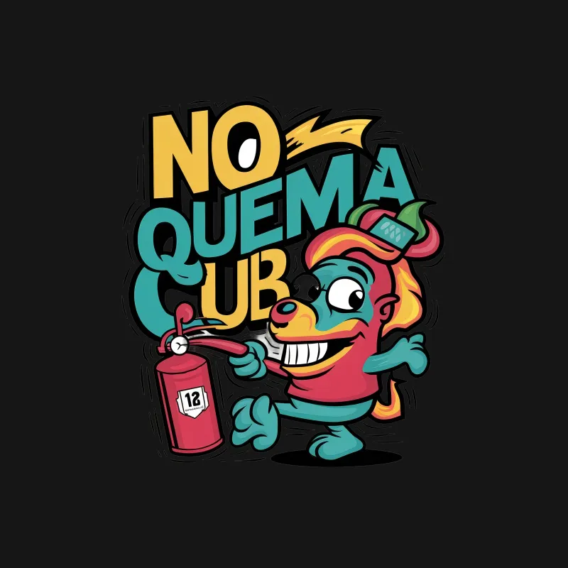 Colorful No Quema Cuh Funny Phrase with Cartoon Character T-Shirt Male T-Shirt