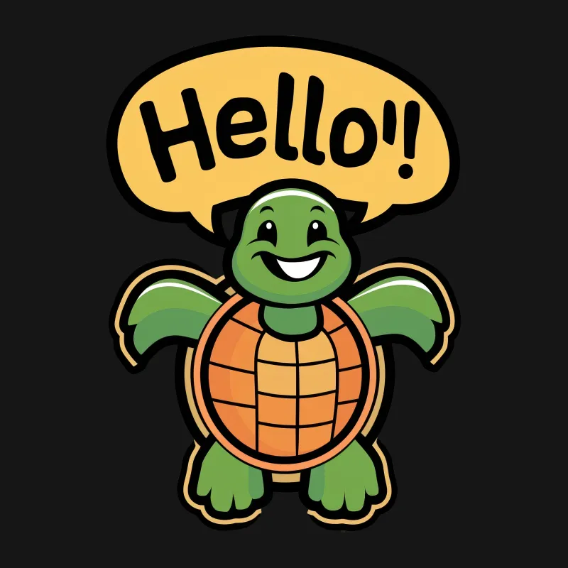 Friendly Turtle Cartoon T-Shirt, Unisex Hello Bubble Graphic Tee, Cute Animal Casual Wear, Fun Gift Idea Male T-Shirt