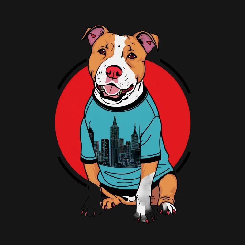 Urban Dog T-Shirt, Cute Cityscape Pet Tee, Graphic Animal Shirt, Unisex Modern Streetwear, Casual Canine Lover Top, Unique Gift Idea Male T-Shirt