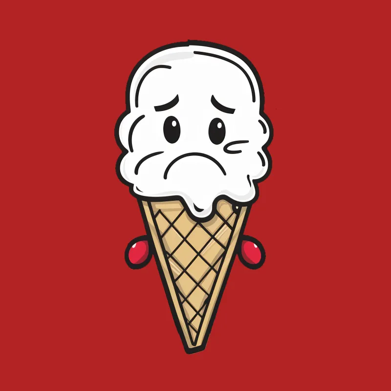 Fun Cartoon Melting Ice Cream Cone T-Shirt, Cute Unisex Summer Tee, Graphic Shirt for Ice Cream Lovers Male T-Shirt