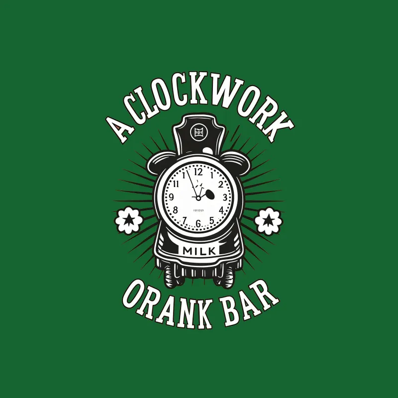 A Clockwork Milk Bar T-Shirt, Vintage Train Locomotive Graphic Tee, Unique Retro Style Apparel Male T-Shirt