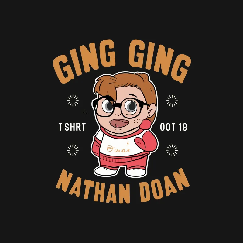 Ging Ging Nathan Doan Comedy Cartoon T-Shirt, Funny Animated Character Tee, Unisex Graphic Shirt Male T-Shirt