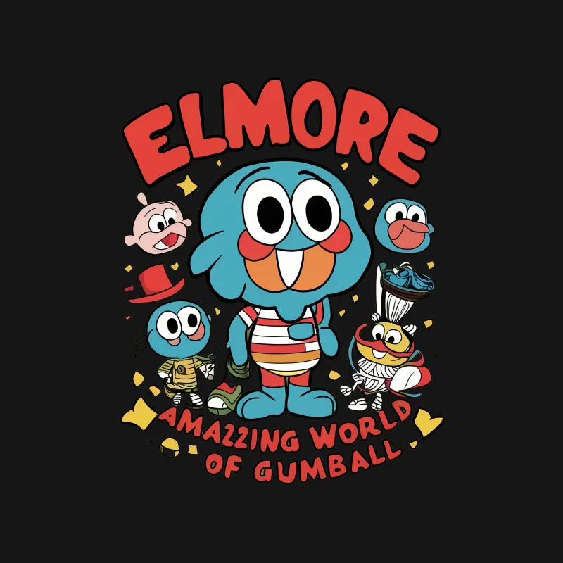 Amazing World of Gumball T-Shirt, Cartoon Network Characters Tee, Kids and Adult Sizes Available Male T-Shirt