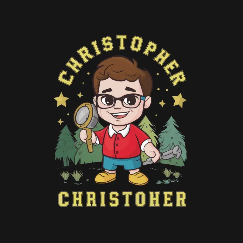 Christopher Explorer Boy T-Shirt, Kids Adventure Tee, Personalized Forest Design Male T-Shirt