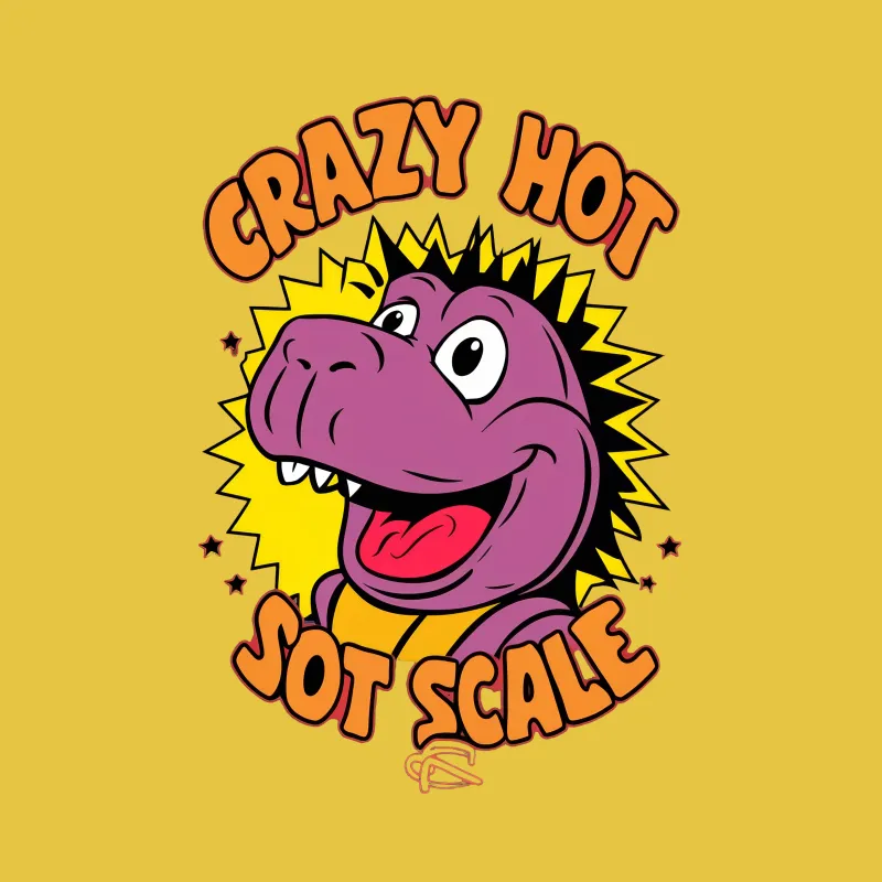 Crazy Hot Scale Dinosaur T-Shirt, Fun Cartoon Dino Tee, Vibrant Youthful Graphic Shirt, Unique Gift Male T-Shirt