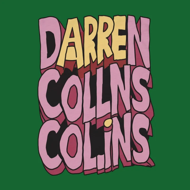 Trendy Darren Collins Typography Graphic Tee, Stylish Bold Text Design T-Shirt, Unisex Fashion Male T-Shirt