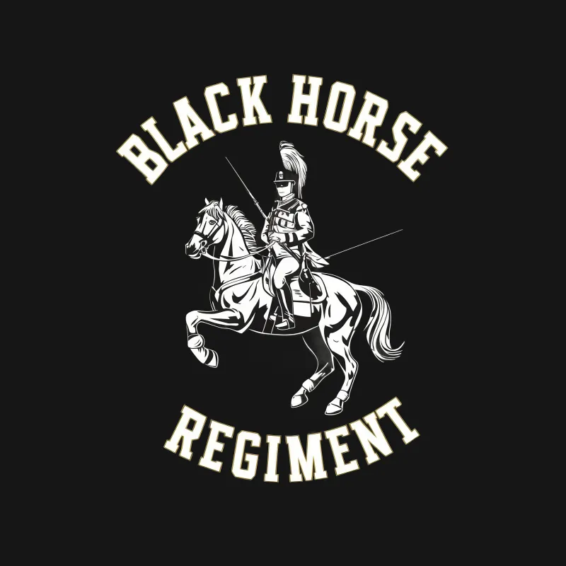 Black Horse Regiment Graphic T-Shirt, Vintage Warrior on Horseback, Military Inspired Tee, Unique Gift for History Buffs Male T-Shirt