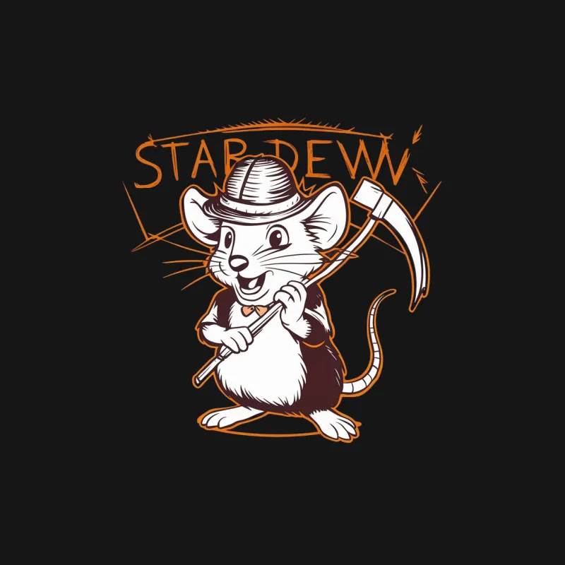 Star Dew Cartoon Mouse T-shirt, Kids and Adults Whimsical Animal Shirt, Funny Farming Graphic Tee, Unique Gift Idea Male T-Shirt