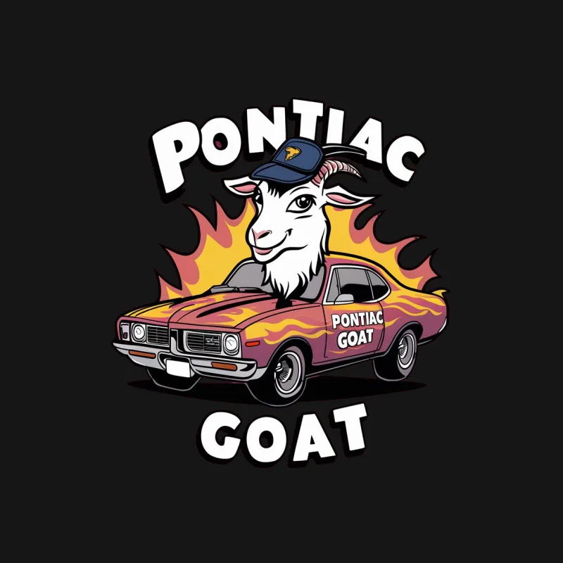 Pontiac Goat Graphic T-Shirt, Classic Car and Goat Lover Tee, Fire Design Unisex Shirt, Retro Style Apparel Male T-Shirt