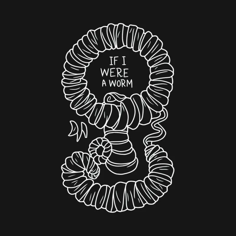 Unique If I Were A Worm Spiral Design Black T-Shirt, Fun and Quirky Graphic Tee Female T-Shirt