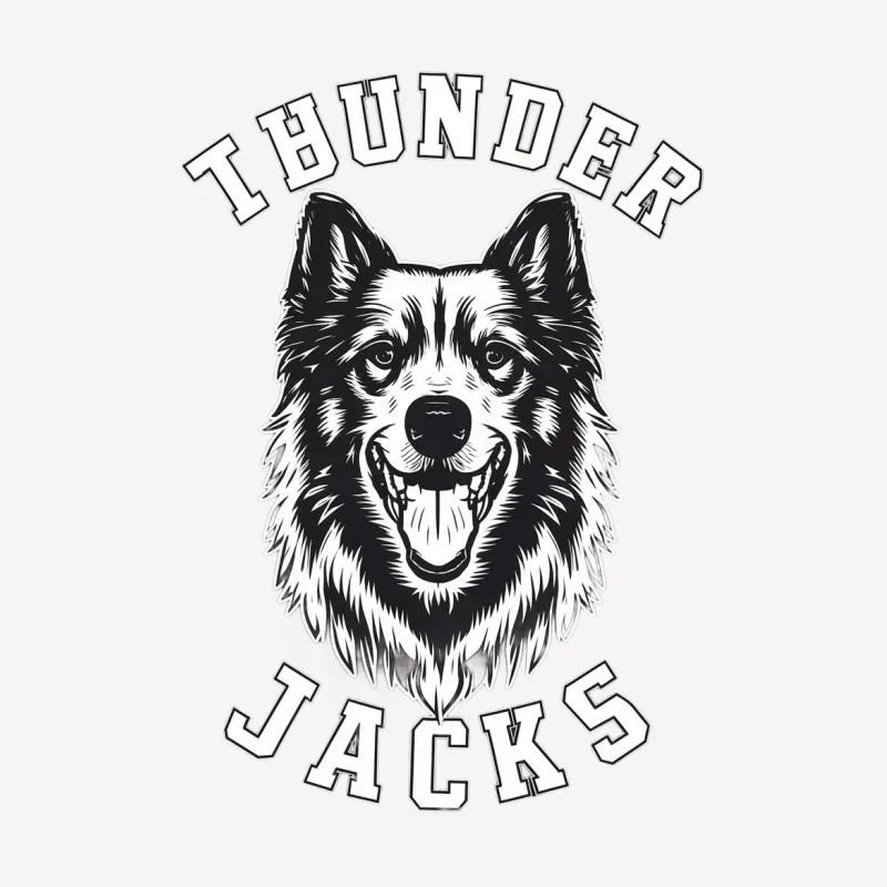 Thunder Jacks Graphic T-Shirt, Black and White Dog Design, Casual Unisex Tee Female T-Shirt