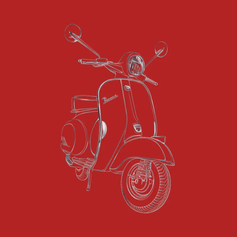 Vintage Scooter Line Art T-Shirt, Classic Retro Motorbike Design Tee, Unique Motorcycle Graphic Shirt, Casual Wear Female T-Shirt