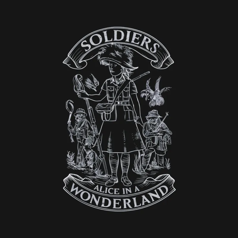 Alice in Wonderland Soldiers Vintage Style T-Shirt, Unique Graphic Tee, Fantasy Book Lover Gift Female T-Shirt