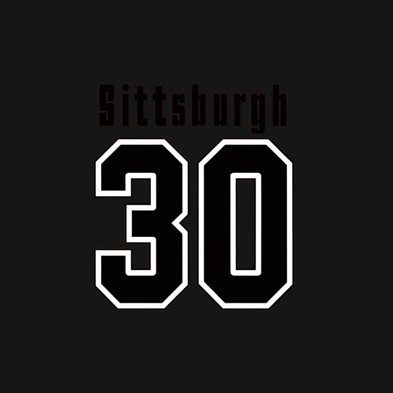 Pittsburgh Sports Fan T-Shirt, Black and White, Bold Jersey Style Number 30 Male T-Shirt