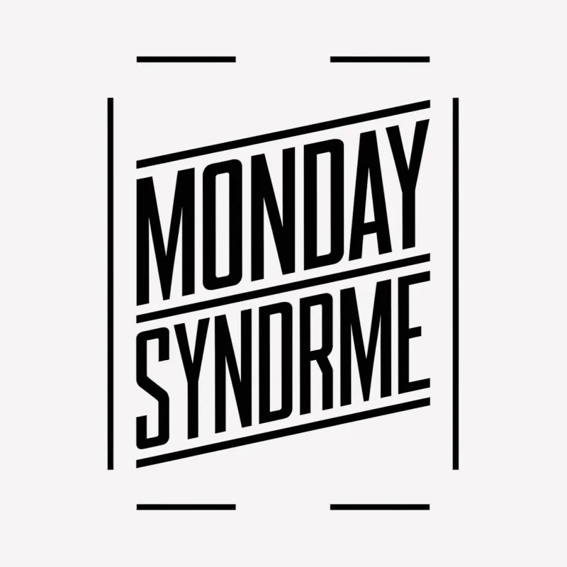 Monday Syndrome Bold Text Graphic T-Shirt, Black and White Casual Tee, Unisex Fashion Shirt Male T-Shirt