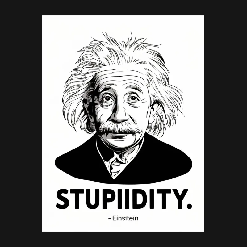 Albert Einstein Quote T-Shirt Stupidity - Unique Black and White Graphic Tee Female T-Shirt