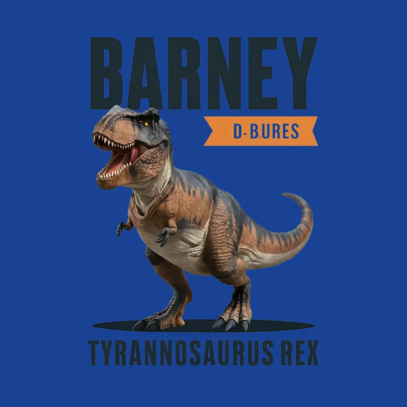 Barney Tyrannosaurus Rex Dinosaur Graphic T-Shirt, Kids and Adult Sizes Male T-Shirt